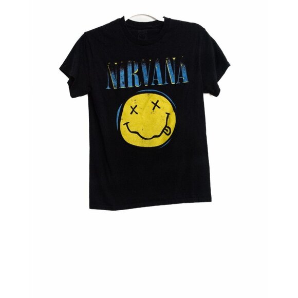 Nirvana Mens Black T-Shirt Short Sleeve Pure Cotton Crew Neck Graphic Print S - Picture 1 of 8